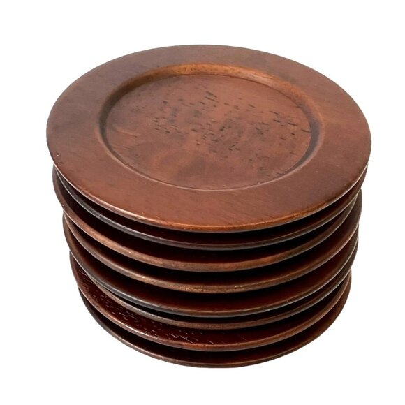 SET of 8 - Pier 1 One Medium/ Dark Wood Grain Coasters - Picture 5 of 12